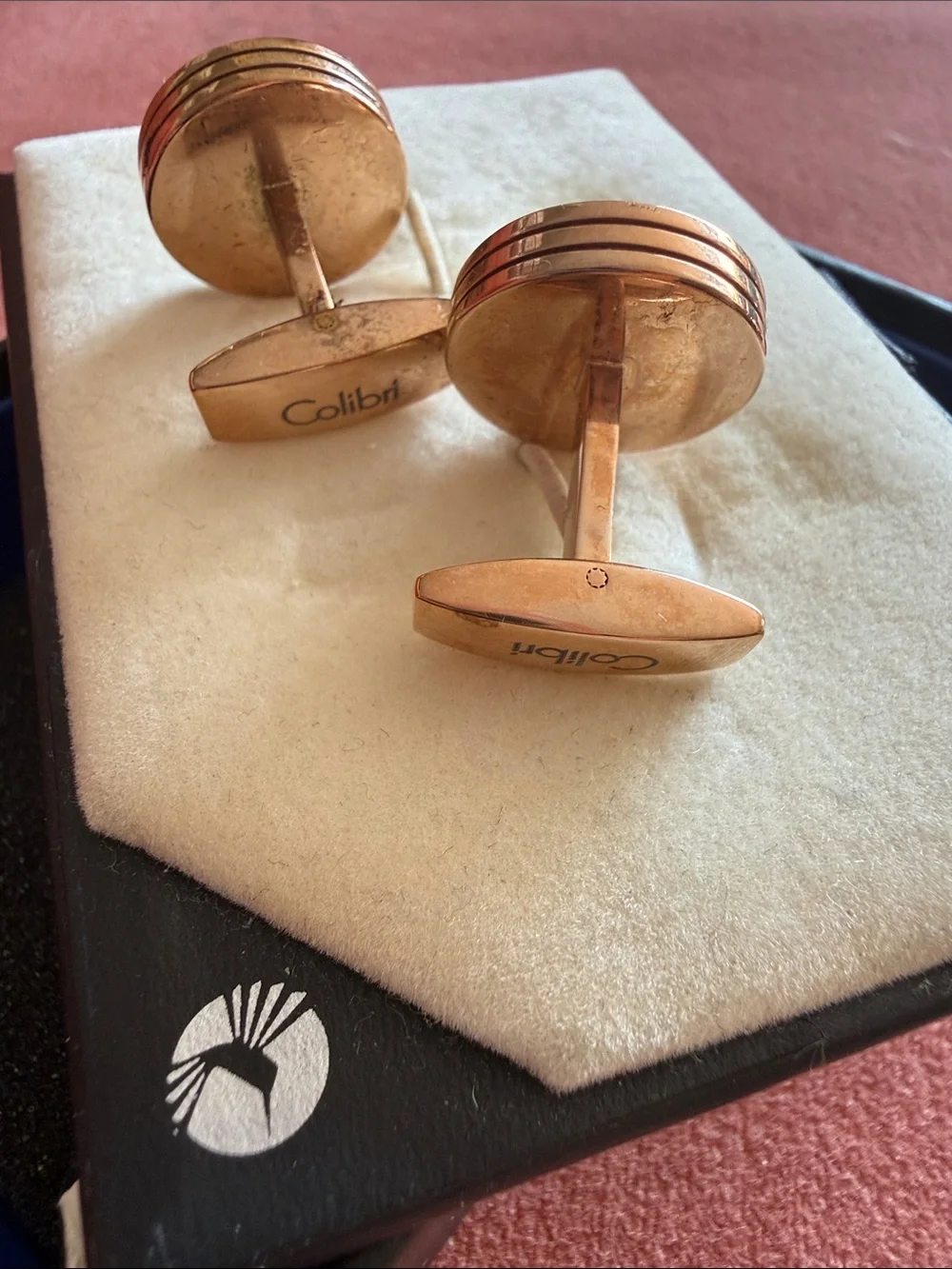 Colibri Daytona Rose Gold and Blue Gator Cufflinks